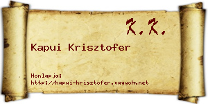 Kapui Krisztofer névjegykártya